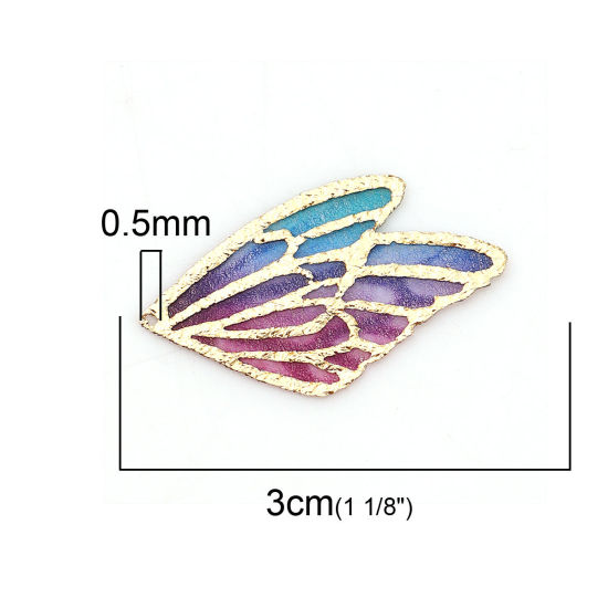 布 ペンダント 蝶翼 多色 30mm x 18mm、 5 個 の画像