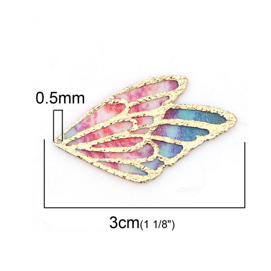 布 ペンダント 蝶翼 多色 30mm x 18mm、 5 個 の画像