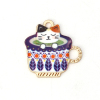 Immagine di Lega di Zinco Charms Tazza Oro Placcato Blu Lettere Smalto 15mm x 14mm , 10 Pz