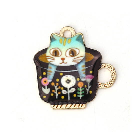 Picture of Zinc Based Alloy Charms Cup Message Enamel 