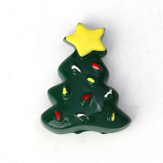 Immagine di Resina Cabochon per Abbellimento Albero di Natale Verde Stella 27mm x 20mm, 10 Pz