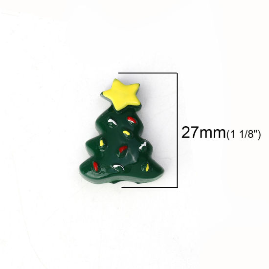 Immagine di Resina Cabochon per Abbellimento Albero di Natale Verde Stella 27mm x 20mm, 10 Pz