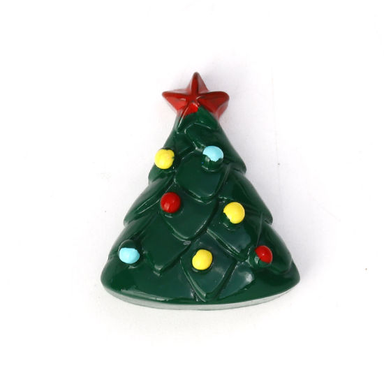 Immagine di Resina Cabochon per Abbellimento Albero di Natale Verde Stella 27mm x 23mm, 10 Pz