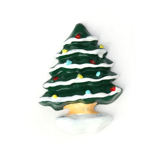 Immagine di Resina Cabochon per Abbellimento Albero di Natale Verde 35mm x 28mm, 10 Pz