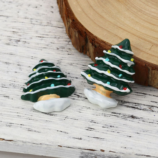Immagine di Resina Cabochon per Abbellimento Albero di Natale Verde 35mm x 28mm, 10 Pz