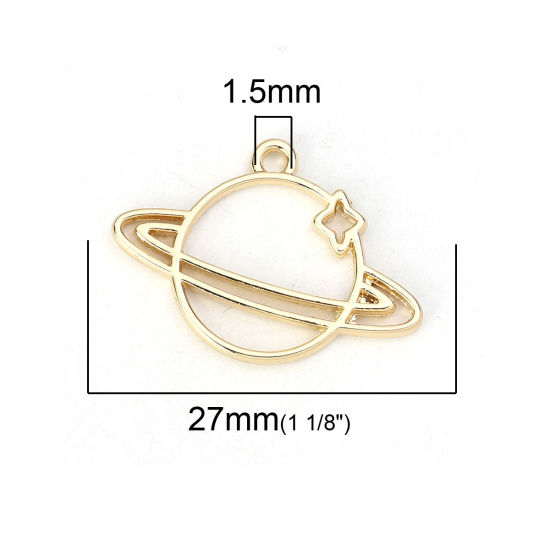 Bild von Zinklegierung Galaxis Charms Planet Vergoldet 27mm x 19mm, 10 Stück