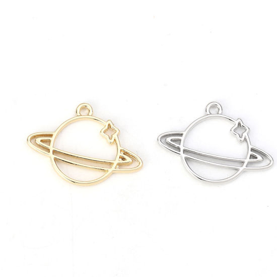 Bild von Zinklegierung Galaxis Charms Planet Vergoldet 27mm x 19mm, 10 Stück