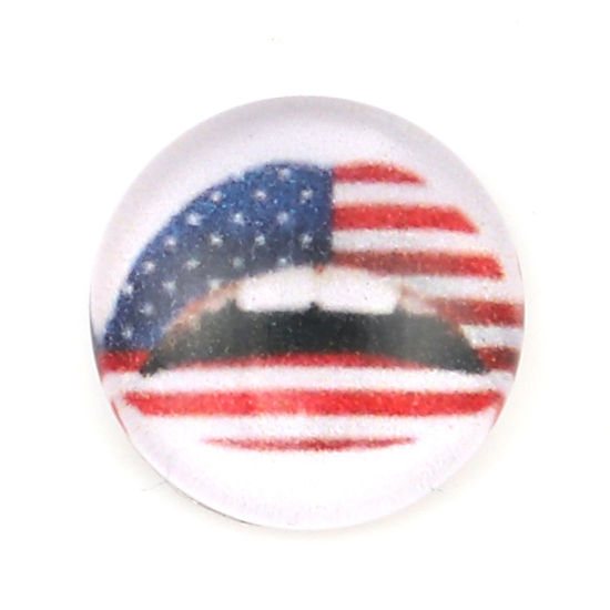 Image de Cabochon Dôme en Verre Rond Dos Plat Multicolore Drapeau des États-Unis 12mm Dia, 20 Pcs