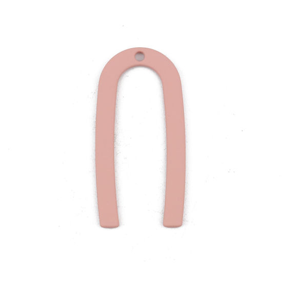 Image de Breloques en Alliage de Zinc Forme de U Rose 27mm x 13mm, 10 Pcs