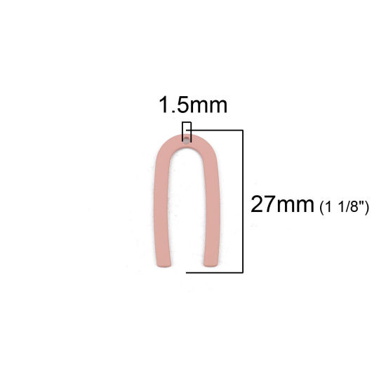 Image de Breloques en Alliage de Zinc Forme de U Rose 27mm x 13mm, 10 Pcs
