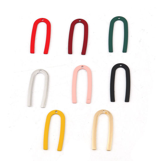 Image de Breloques en Alliage de Zinc Forme de U Rose 27mm x 13mm, 10 Pcs