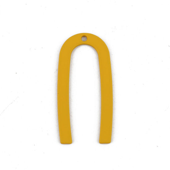 Image de Breloques en Alliage de Zinc Forme de U Jaune 27mm x 13mm, 10 Pcs