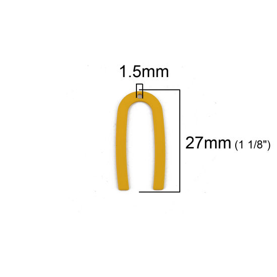Image de Breloques en Alliage de Zinc Forme de U Jaune 27mm x 13mm, 10 Pcs