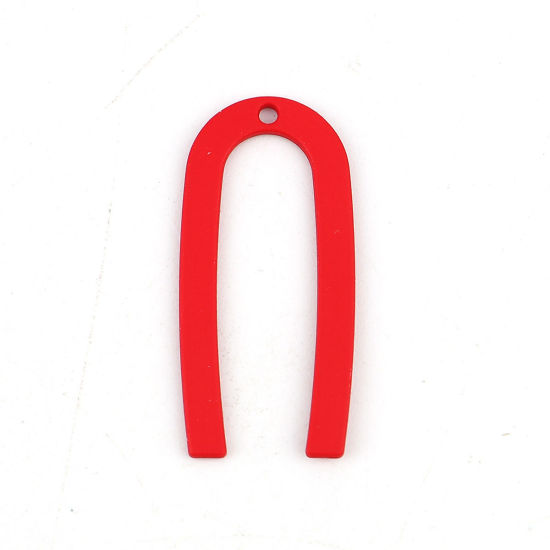 Image de Breloques en Alliage de Zinc Forme de U Rouge 27mm x 13mm, 10 Pcs