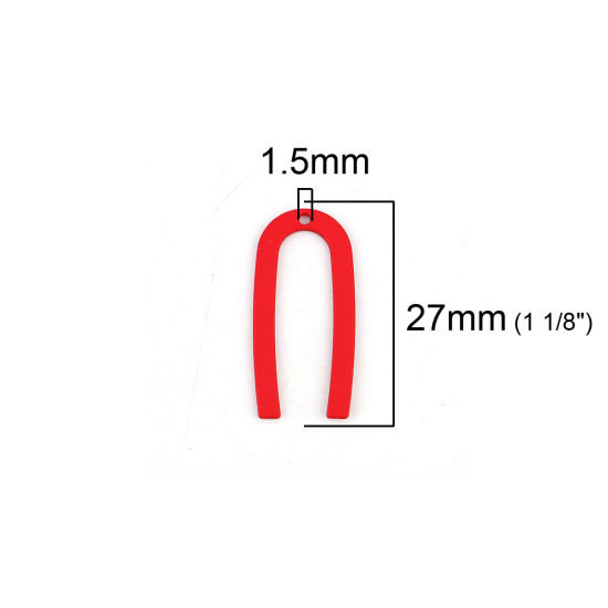 Image de Breloques en Alliage de Zinc Forme de U Rouge 27mm x 13mm, 10 Pcs