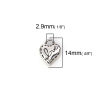 Picture of 304 Stainless Steel Casting Charms Heart Antique Silver Color Message " LOVE " 14mm x 11mm, 2 PCs