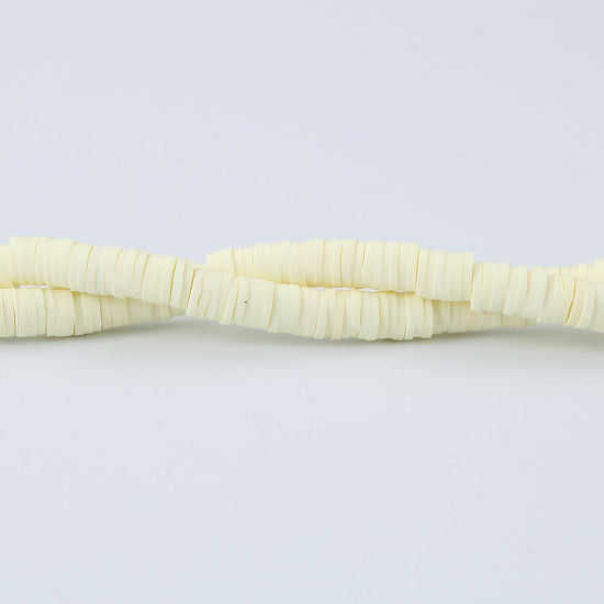 Image de Perles Katsuki en Pâte Polymère Rond Jaune Clair 6mm Dia, Taille de Trou: 1.8mm, 41cm long, 3 Enfilades (Env. 330 PCs/Enfilade)