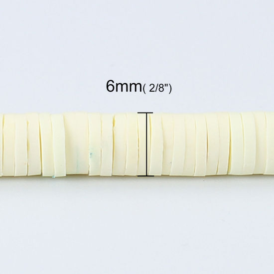 Image de Perles Katsuki en Pâte Polymère Rond Jaune Clair 6mm Dia, Taille de Trou: 1.8mm, 41cm long, 3 Enfilades (Env. 330 PCs/Enfilade)
