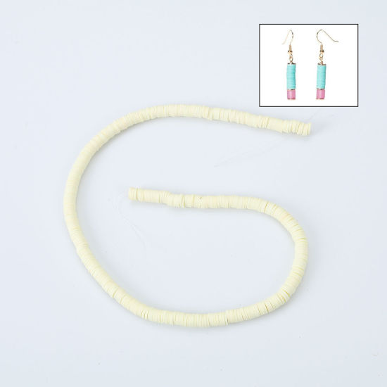 Image de Perles Katsuki en Pâte Polymère Rond Jaune Clair 6mm Dia, Taille de Trou: 1.8mm, 41cm long, 3 Enfilades (Env. 330 PCs/Enfilade)