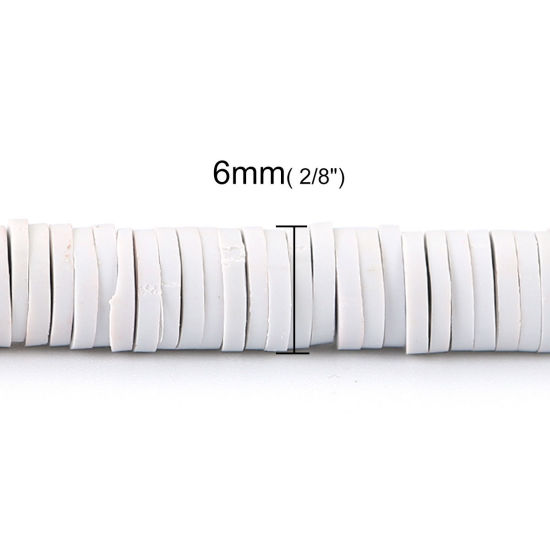 Image de Perles Heishi Katsuki en Pâte Polymère Rond Gris Clair 6mm Dia, Trou: 1.8mm, 41cm long, 3 Enfilades (Env. 330 Pcs/Enfilade)