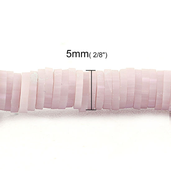 Image de Perles Heishi Katsuki en Pâte Polymère Rond Mauve 5mm Dia, Taille de Trou: 1.8mm, 40cm long, 3 Enfilades (Env. 380 PCs/Enfilade)