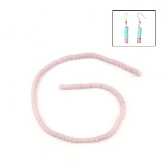 Image de Perles Heishi Katsuki en Pâte Polymère Rond Mauve 5mm Dia, Taille de Trou: 1.8mm, 40cm long, 3 Enfilades (Env. 380 PCs/Enfilade)