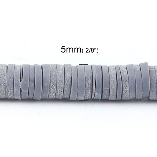 Image de Perles Heishi Katsuki en Pâte Polymère Rond Gris 5mm Dia, Taille de Trou: 1.8mm, 40cm long, 3 Enfilades (Env. 380 PCs/Enfilade)