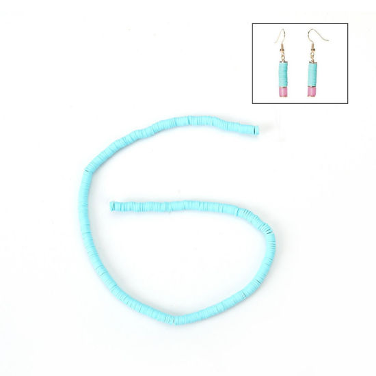 Image de Perles Heishi Katsuki en Pâte Polymère Rond Gris 5mm Dia, Taille de Trou: 1.8mm, 40cm long, 3 Enfilades (Env. 380 PCs/Enfilade)
