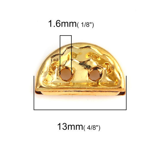 Imagen de Hierro Cuentas Medio Círculo Chapado en Oro Transparente Rhinestone 13mm x 7mm, Agujero: Aprox 1.6mm, 50 Unidades