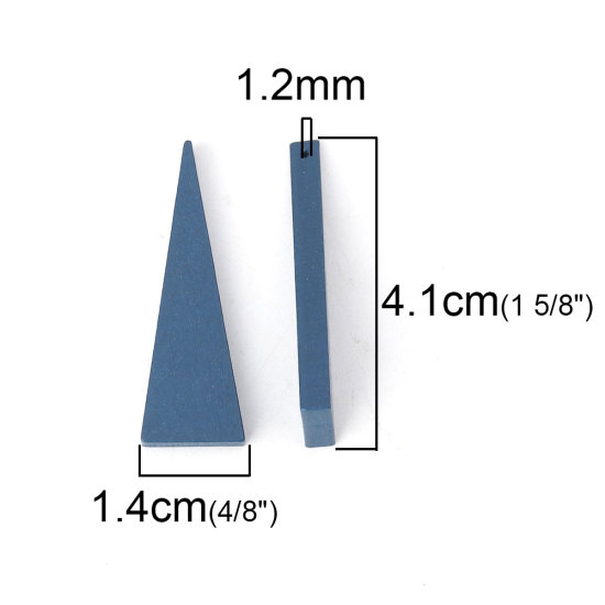 ウッド ビーズ 三角形 紺碧 約 41mm x 14mm、 穴：約 1.2mm、 30 個 の画像