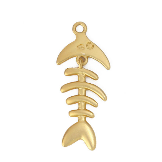 Picture of Zinc Based Alloy Pendants Fish Bone Matt Gold 49mm(1 7/8") x 20mm( 6/8"), 3 PCs
