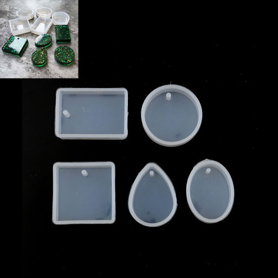 Image de Moule en Silicone Mixte Blanc 33mm x 23mm, 28mm Dia., 2 Kits (5 Pcs/Kit)