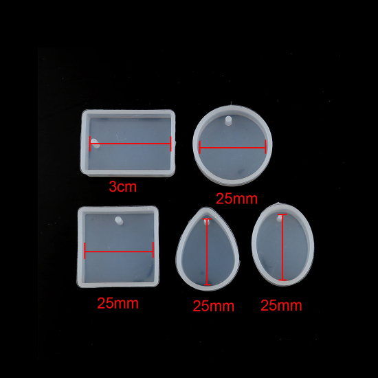 Image de Moule en Silicone Mixte Blanc 33mm x 23mm, 28mm Dia., 2 Kits (5 Pcs/Kit)