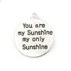 Picture of Zinc Based Alloy Charms Round Disc Antique Silver Color Message 27mm(1 1/8") x 24mm(1"), 20 PCs