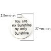 Picture of Zinc Based Alloy Charms Round Disc Antique Silver Color Message 27mm(1 1/8") x 24mm(1"), 20 PCs