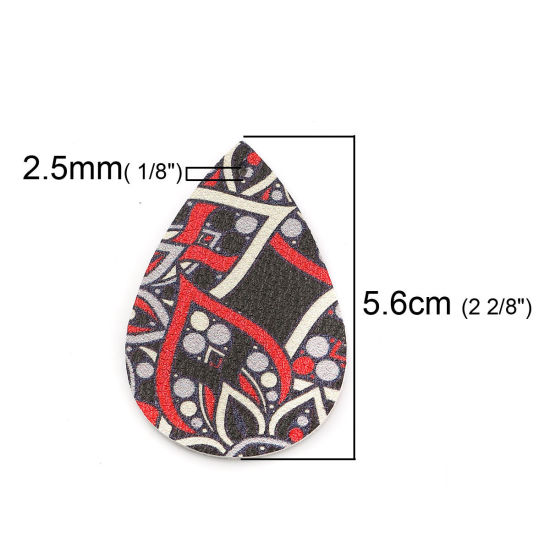 Imagen de Colgantes PU de Gota ,Al Azar yFlor 56mm x 37mm, 10 Unidades
