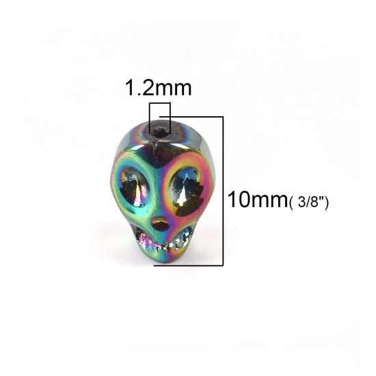 ガラス ビーズ スカル 多色 約 10mm x 8mm、 穴：約 1.2mm、 1 パック （約 40PCS /パック） の画像