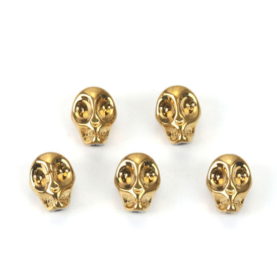 ガラス ビーズ スカル 多色 約 10mm x 8mm、 穴：約 1.2mm、 1 パック （約 40PCS /パック） の画像