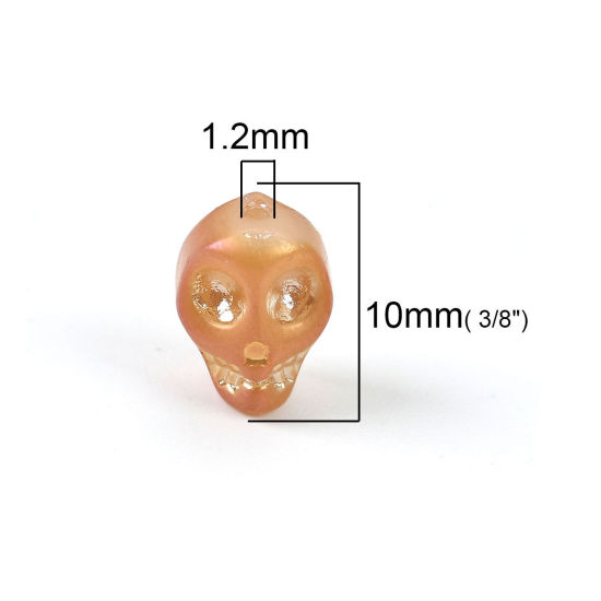 ガラス ビーズ スカル ランダムな色 約 10mm x 8mm、 穴：約 1.2mm、 1 パック （約 40PCS /パック） の画像