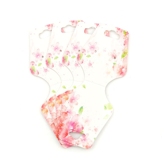 Image de 50 Pièces Papier Carte Présentoir à Bijoux de Collier en Papier Rose Sakura 10.8cm x 4.5cm