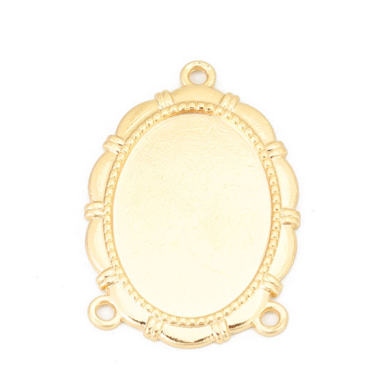 Picture of Zinc Based Alloy Connectors Oval KC Gold Plated Cabochon Settings (Fits 20mmx15mm) 29mm(1 1/8") x 20mm( 6/8"), 10 PCs