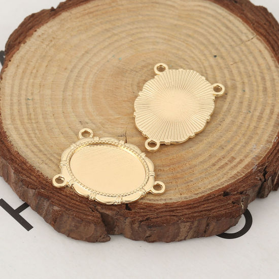 Picture of Zinc Based Alloy Connectors Oval KC Gold Plated Cabochon Settings (Fits 20mmx15mm) 29mm(1 1/8") x 20mm( 6/8"), 10 PCs
