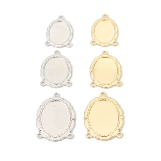 Picture of Zinc Based Alloy Connectors Oval KC Gold Plated Cabochon Settings (Fits 20mmx15mm) 29mm(1 1/8") x 20mm( 6/8"), 10 PCs