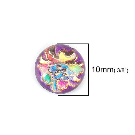 Image de Cabochon Dôme en Acrylique Rond Multicolore Fleurs 10mm Dia, 200 Pcs