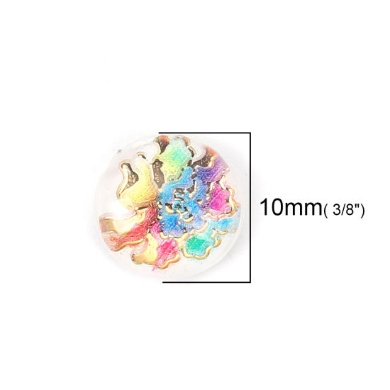 Image de Cabochon Dôme en Acrylique Rond Multicolore Fleurs 10mm Dia, 200 Pcs