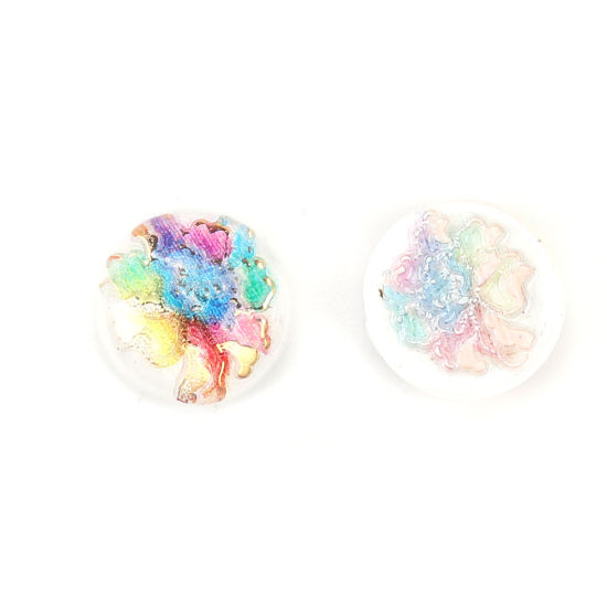 Image de Cabochon Dôme en Acrylique Rond Multicolore Fleurs 10mm Dia, 200 Pcs