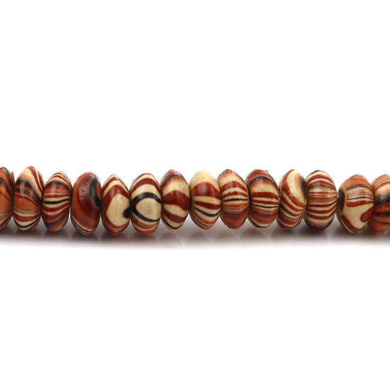 Image de Perles en Bois Naturel Abaque Brun Rayées 7mm - 6mm Dia, Trou: env. 3.4mm - 1.8mm, 51cm long, 2 Enfilades (Env. 165 PCs/Enfilade)