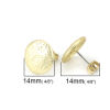 Picture of Zinc Based Alloy Ear Post Stud Earrings Findings Round Matt Gold 14mm, Post/ Wire Size: (21 gauge), 10 PCs
