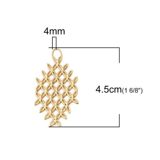 Immagine di Ottone Ciondoli Irregolare 18K Vero Oro Placcato 45mmx 24mm, 3 Pz