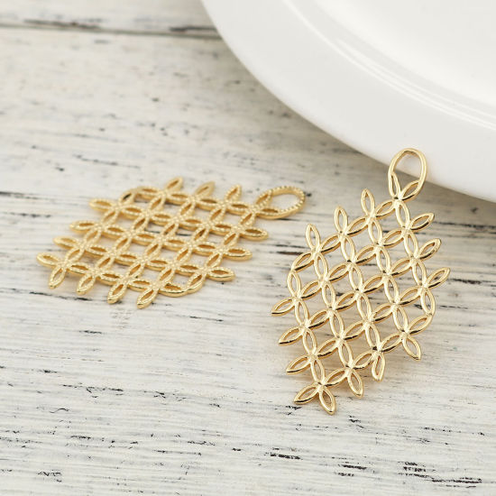 Immagine di Ottone Ciondoli Irregolare 18K Vero Oro Placcato 45mmx 24mm, 3 Pz